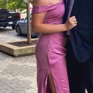 PINK M LULUS FORMAL WEDDING GUEST DRESS ONE SHOULDER OFF THE SHOULDER